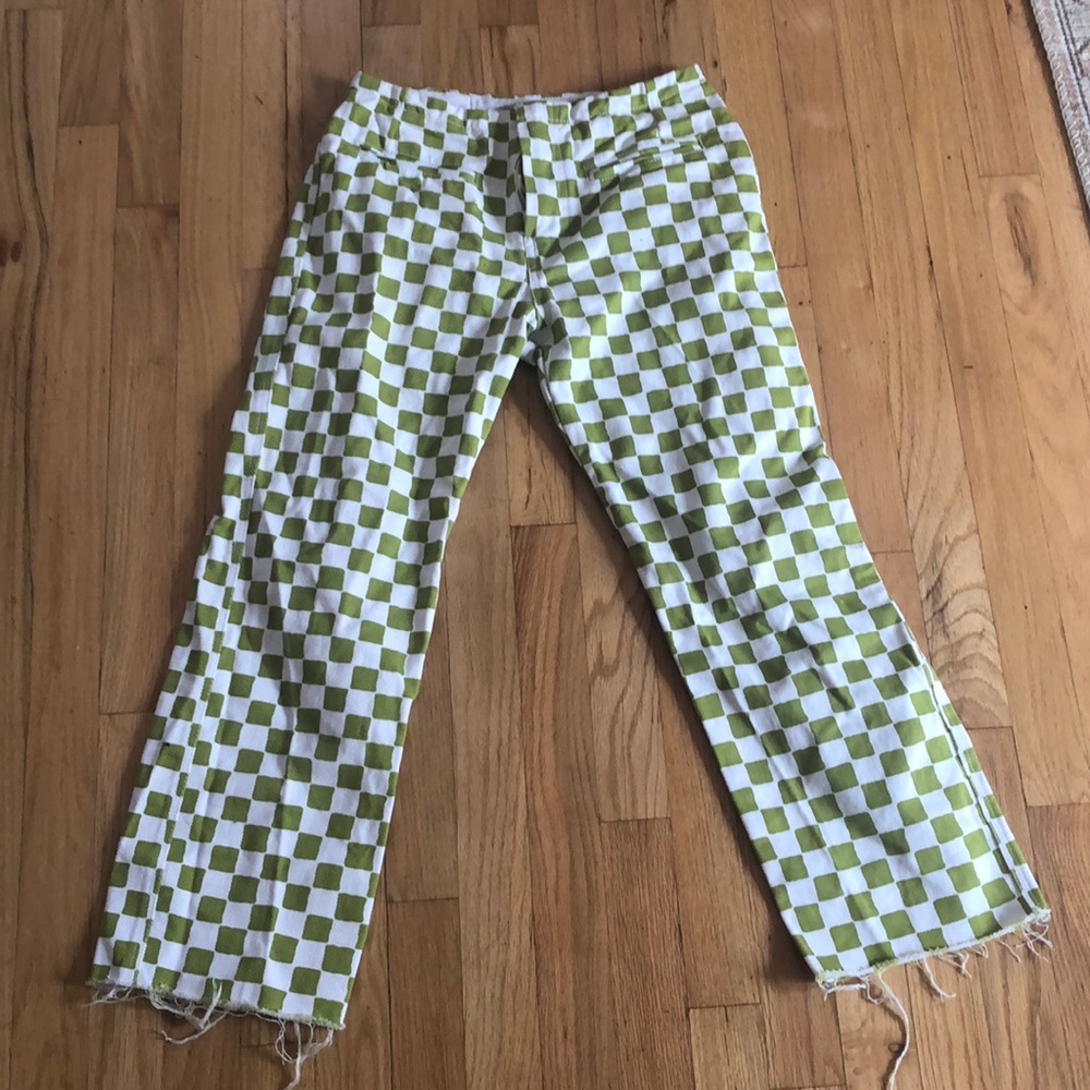 holiday the label check green pants